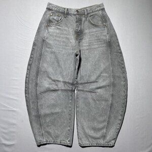We The Free Lucky You Mid Rise Barrel Jeans Womens 26 Gray High Rise Pants